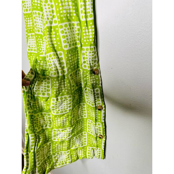 THE ODELLS Neon Green Tropical Linen Blend Loose Wide Leg Anna Pant Size Small - Picture 7 of 14